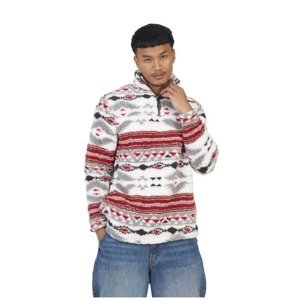 Brave Soul Mens Hebden Fleece Quarter Zip Sweatshirt / Multicolored